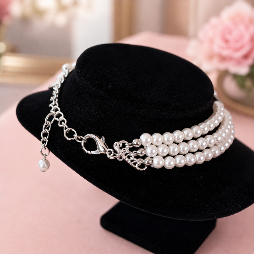 Pearl Rose Pet Necklace Luxury Dog Jewelry Accessories