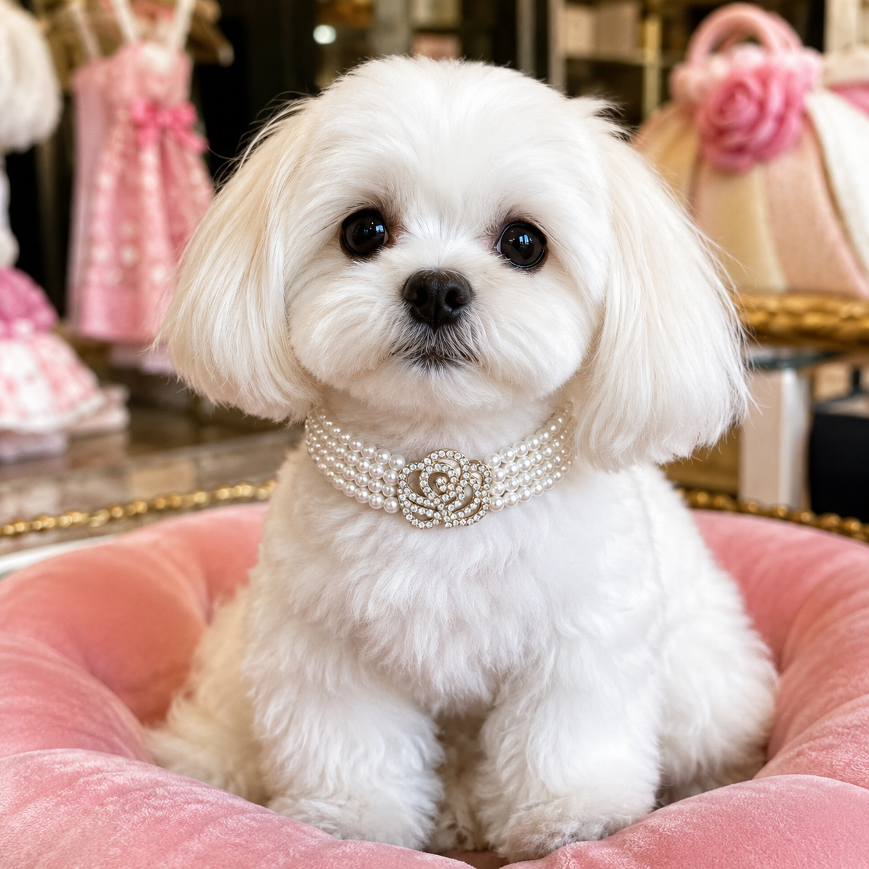 Pearl Rose Pet Necklace Luxury Dog Jewelry Accessories