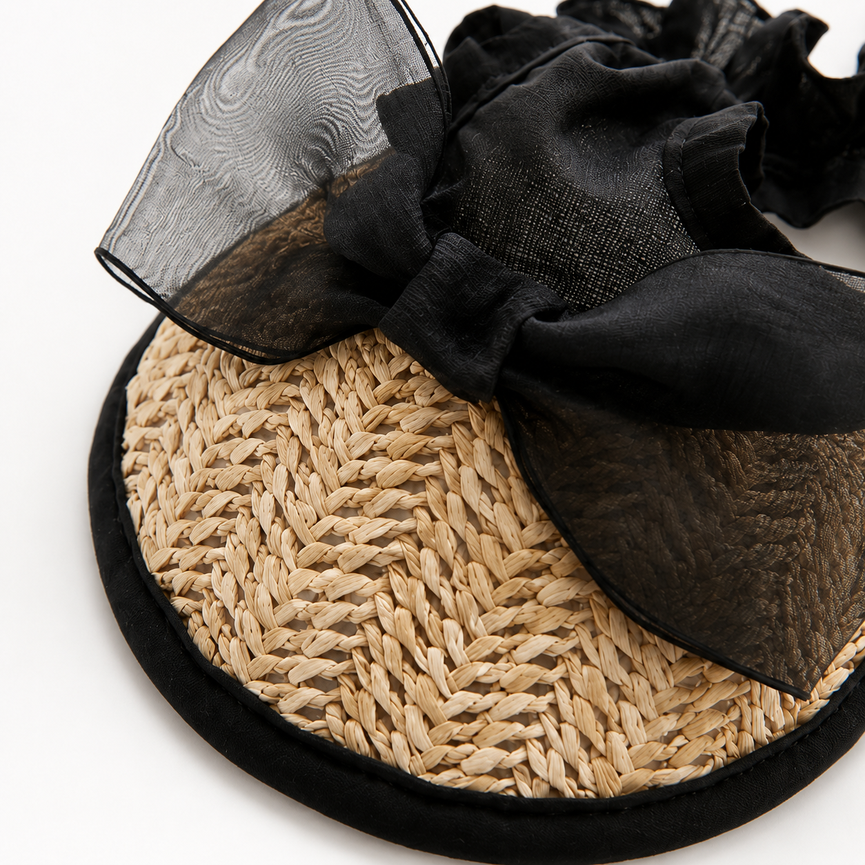 Elegant Black Lace Straw Pet Hat for Dogs & Cats - Wedding, Tea Party, Birthday & Photo Prop Accessory