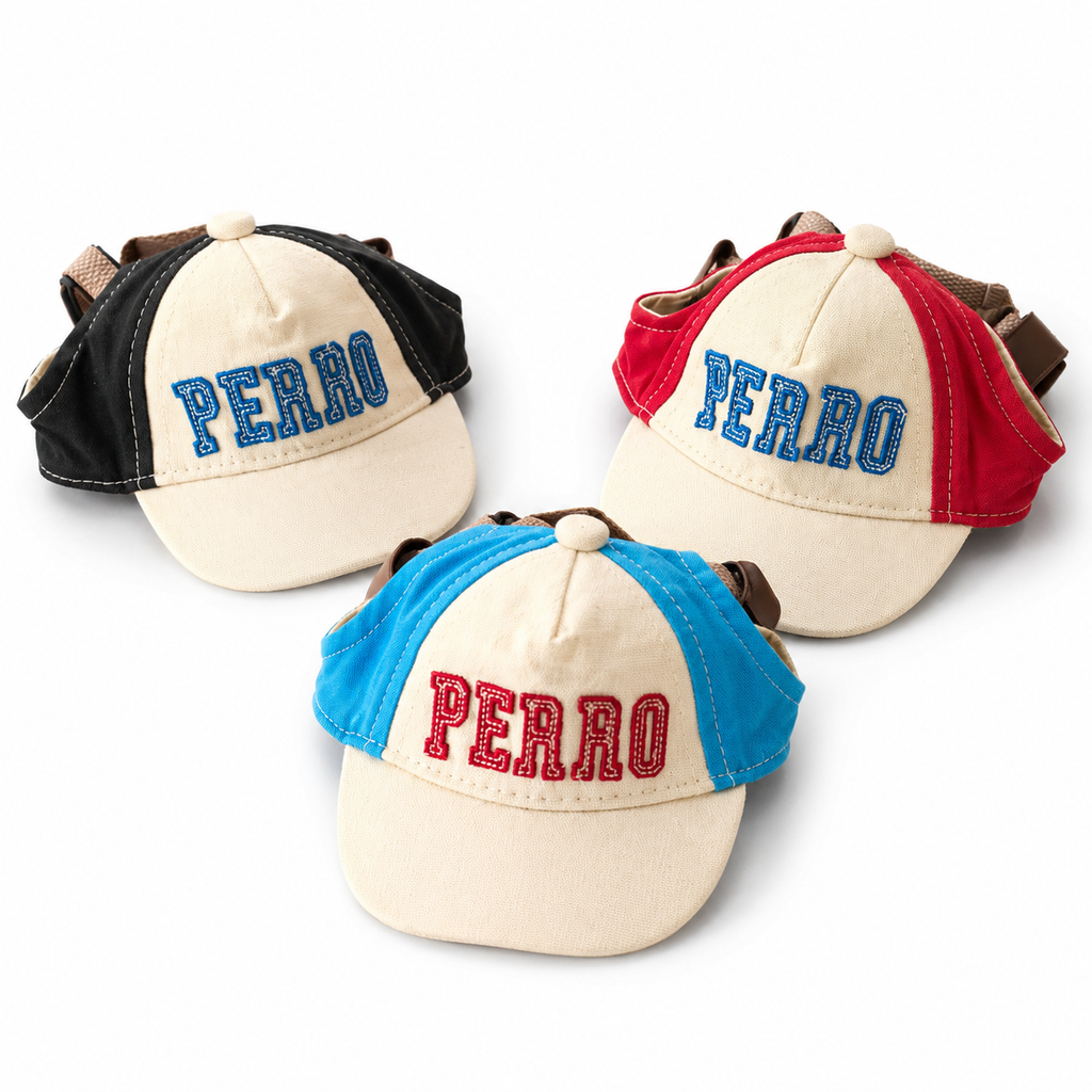 Dog Baseball Cap with Ear Holes – Adjustable Pet Hat for Small & Medium Dogs
