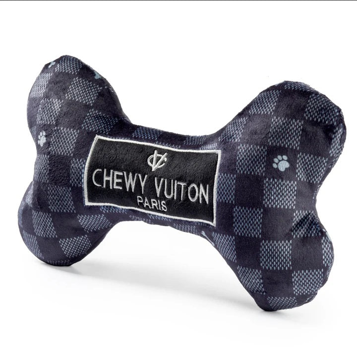 Chewy Vuiton Black Bone Plush Dog Toy XLarge - Black Monogram