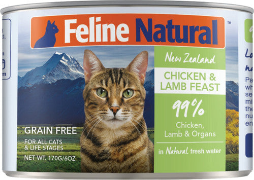 Chicken & Lamb Canned Wet Cat Food by Feline Naturals 6 oz Chicken & Lamb