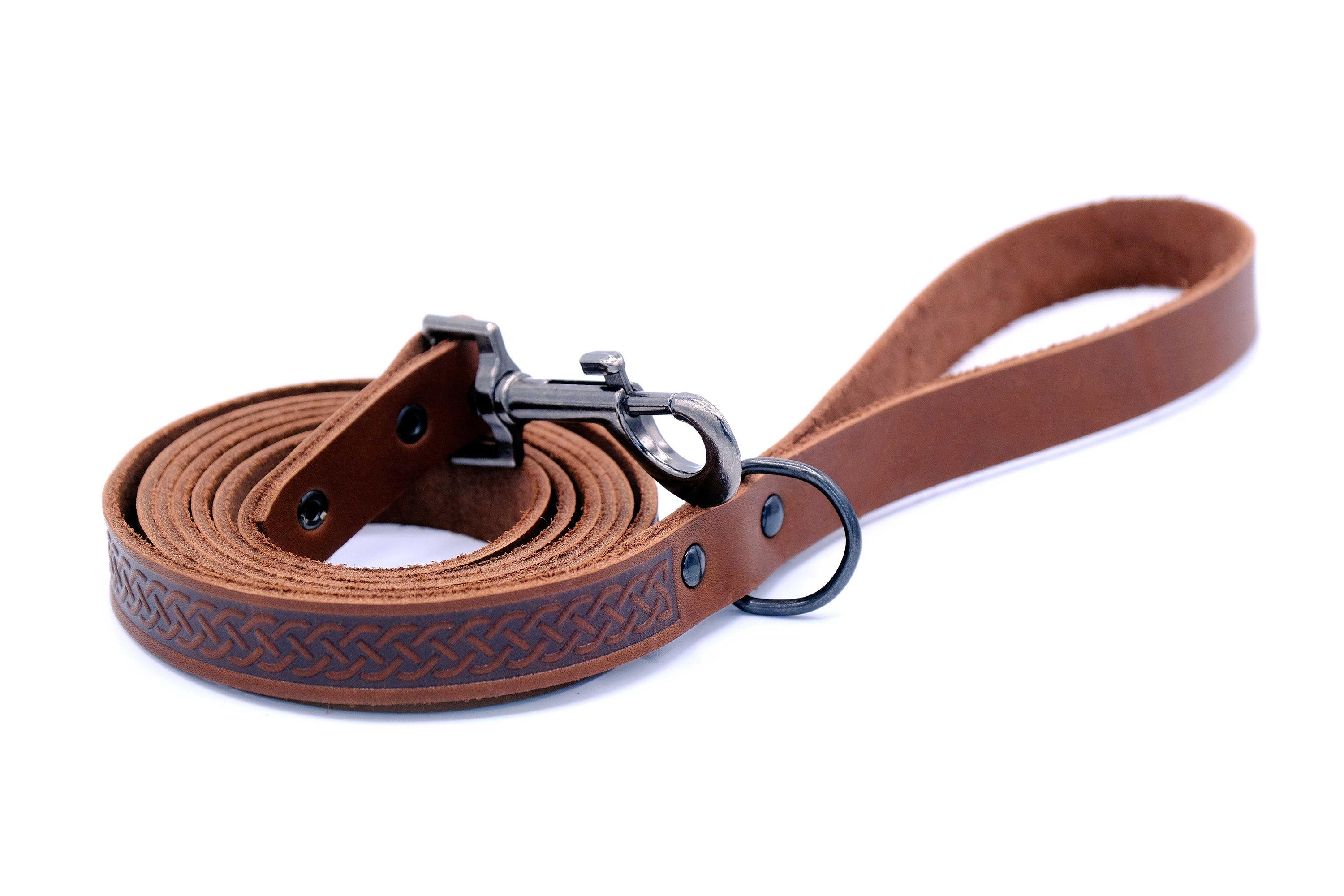 Celtic Sport Leather Collar and Leash Set Chocolate