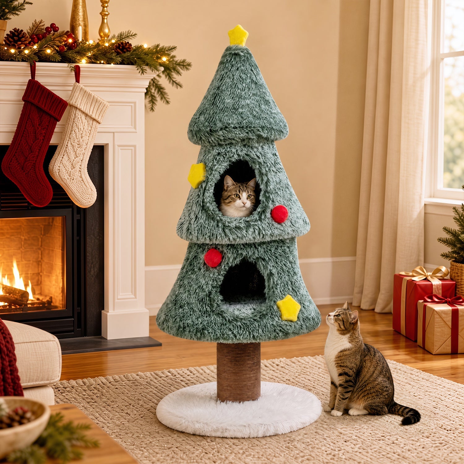 Christmas Cat Tree with 2 Condos & Scratching Post Default Title