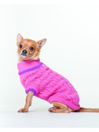 Classic Cable Sweater by Fashion Pet XXXSmall - Pink
