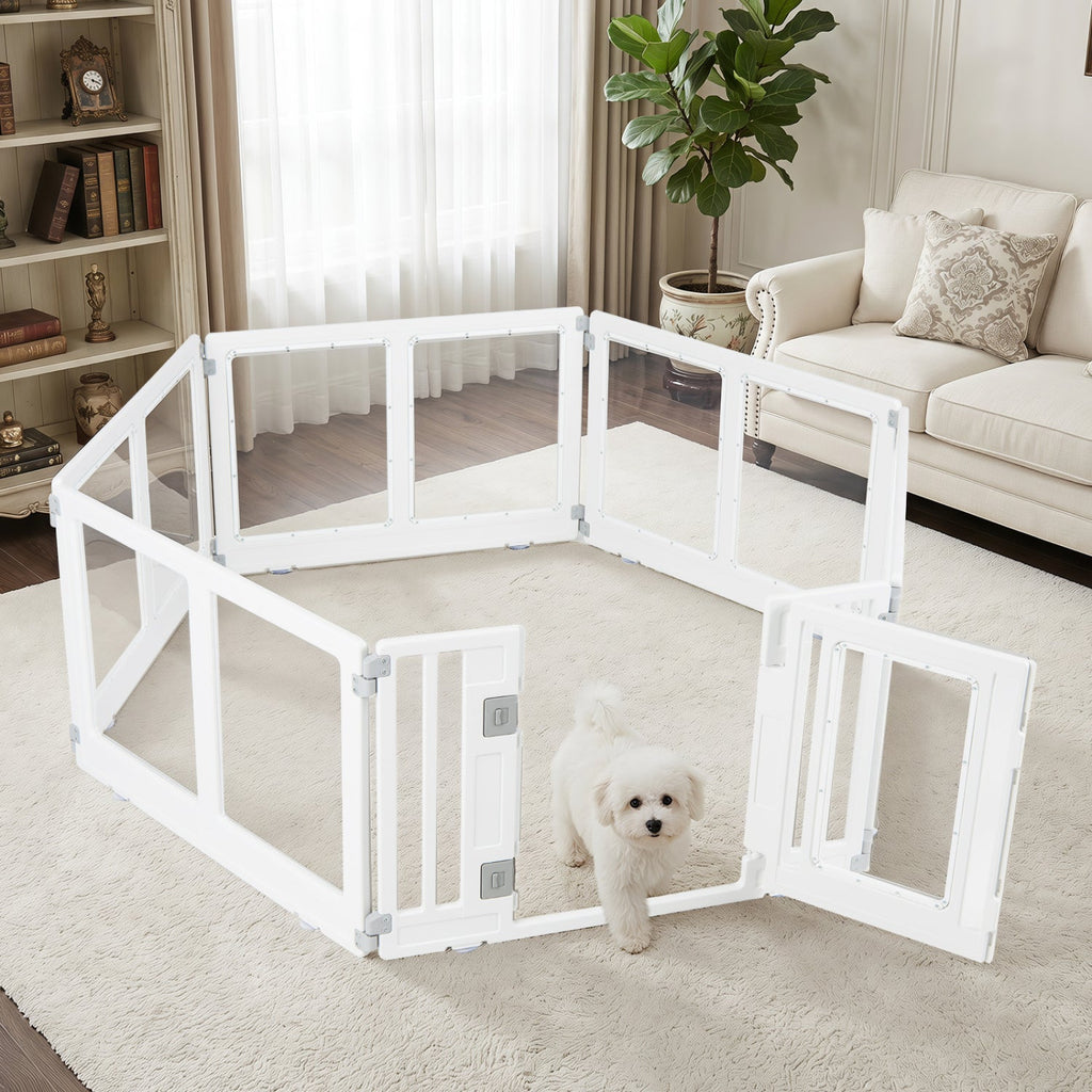 Clear Plastic Dog Playpen with Door - 8 Panel