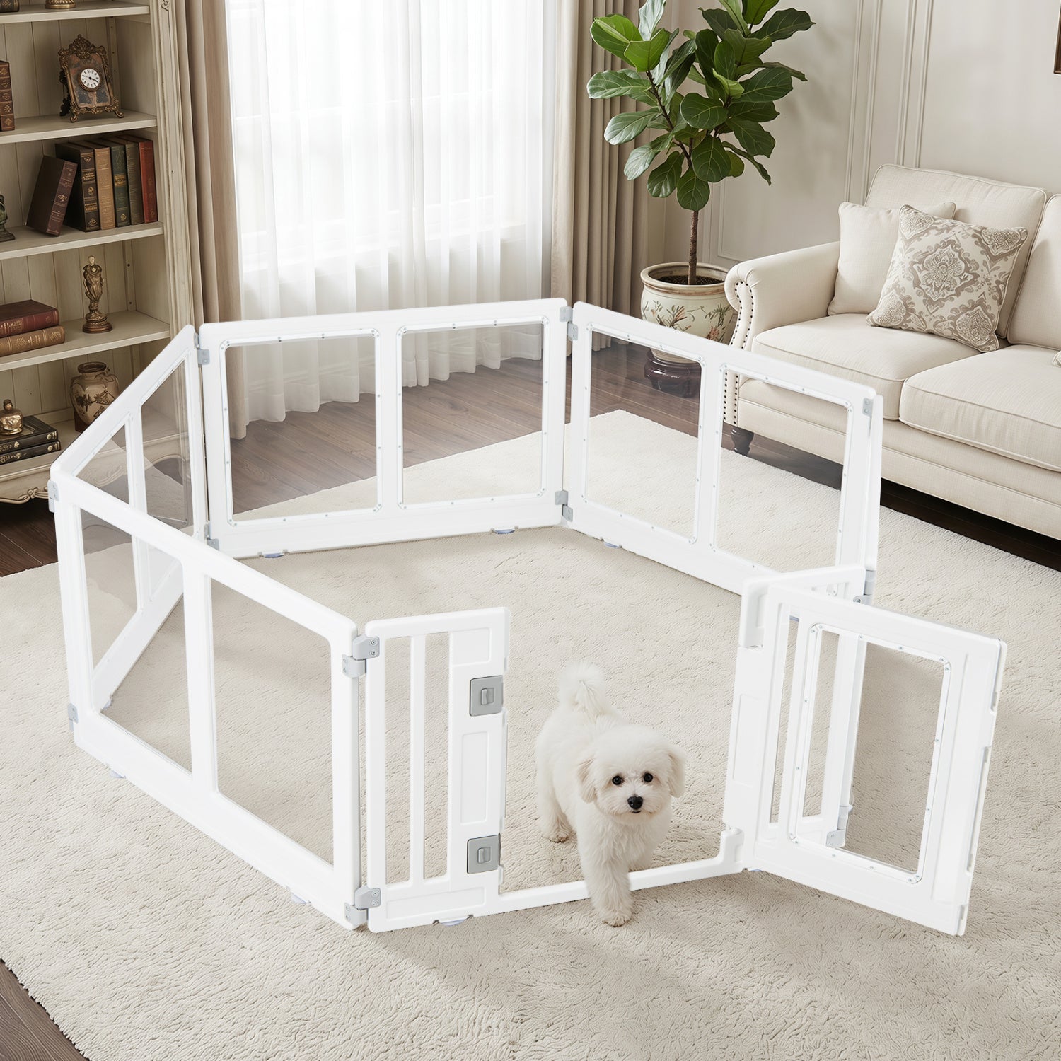Clear Plastic Dog Playpen with Door - 8 Panel