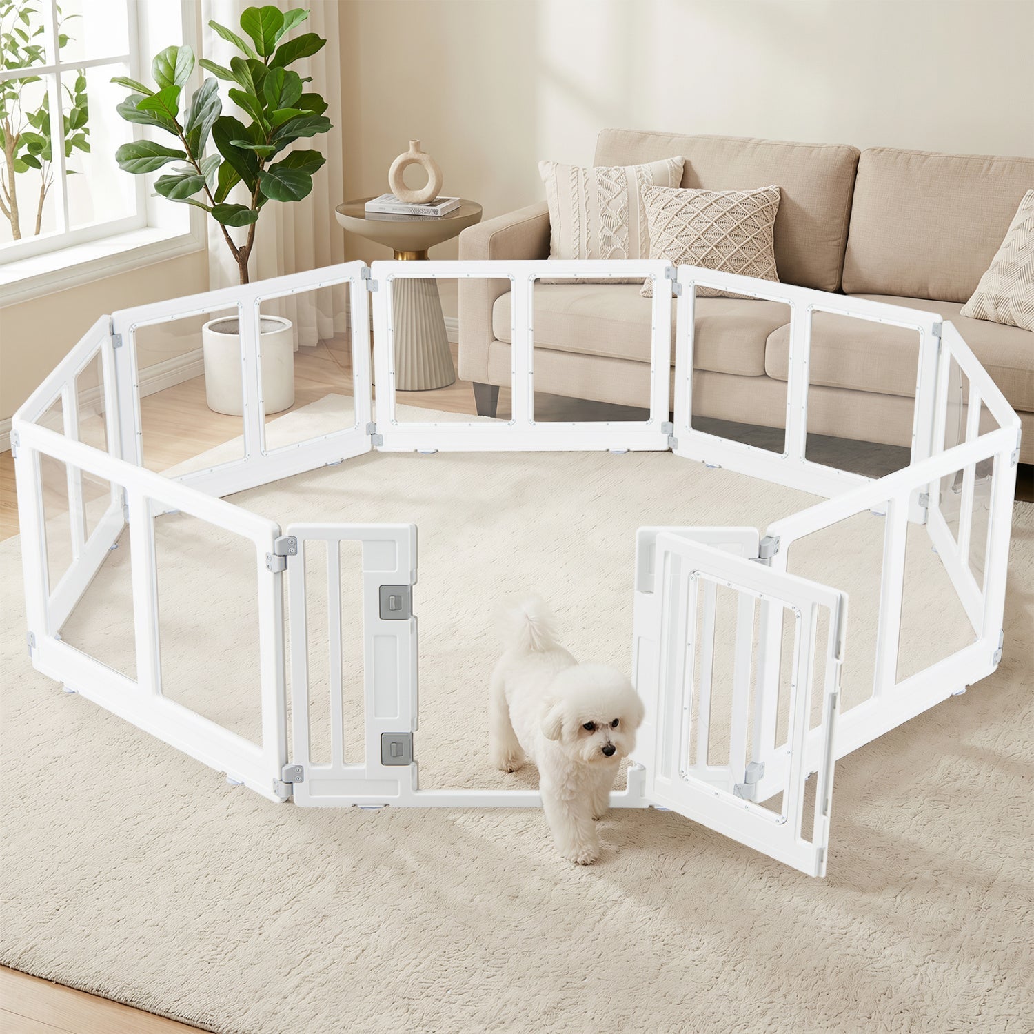 Clear Plastic Dog Playpen with Door - 8 Panel