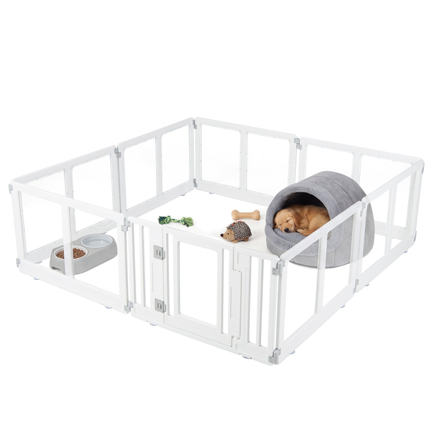 Clear Plastic Dog Playpen with Door - 8 Panel