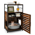 Cat Litter Box Enclosure with Louvered Door and 3-Tier Shelf Coffee