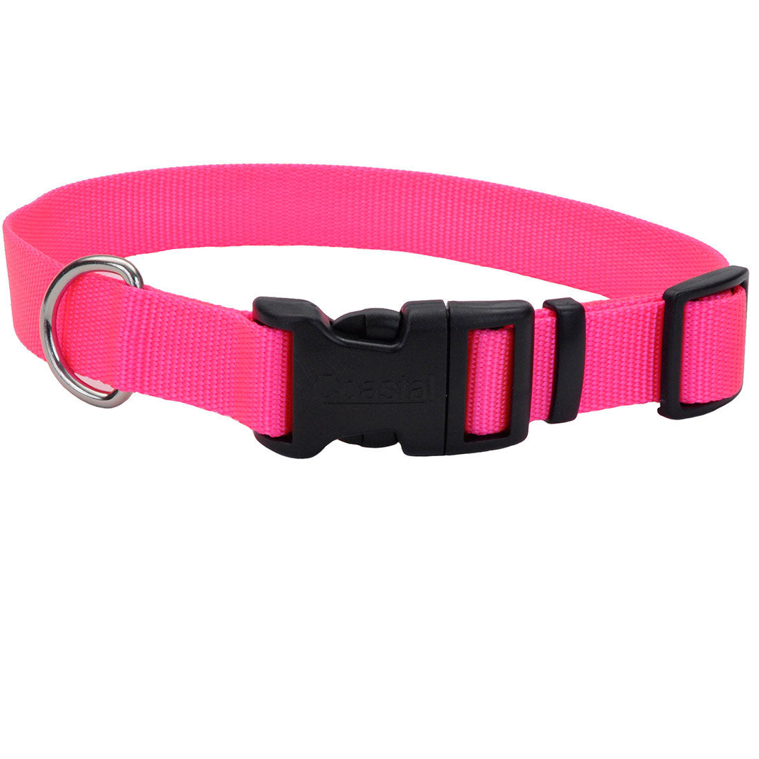 Neon Pink Dog Collar - Adjustable Nylon Collar