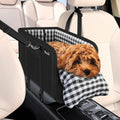 Console Dog Car Seat for Small Dogs, Anti-Slip Booster with Safety Strap Black