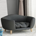 Elevated Dog Sofa Bed Corduroy Pet Couch with Wooden Legs 30 Inch Dark Gray