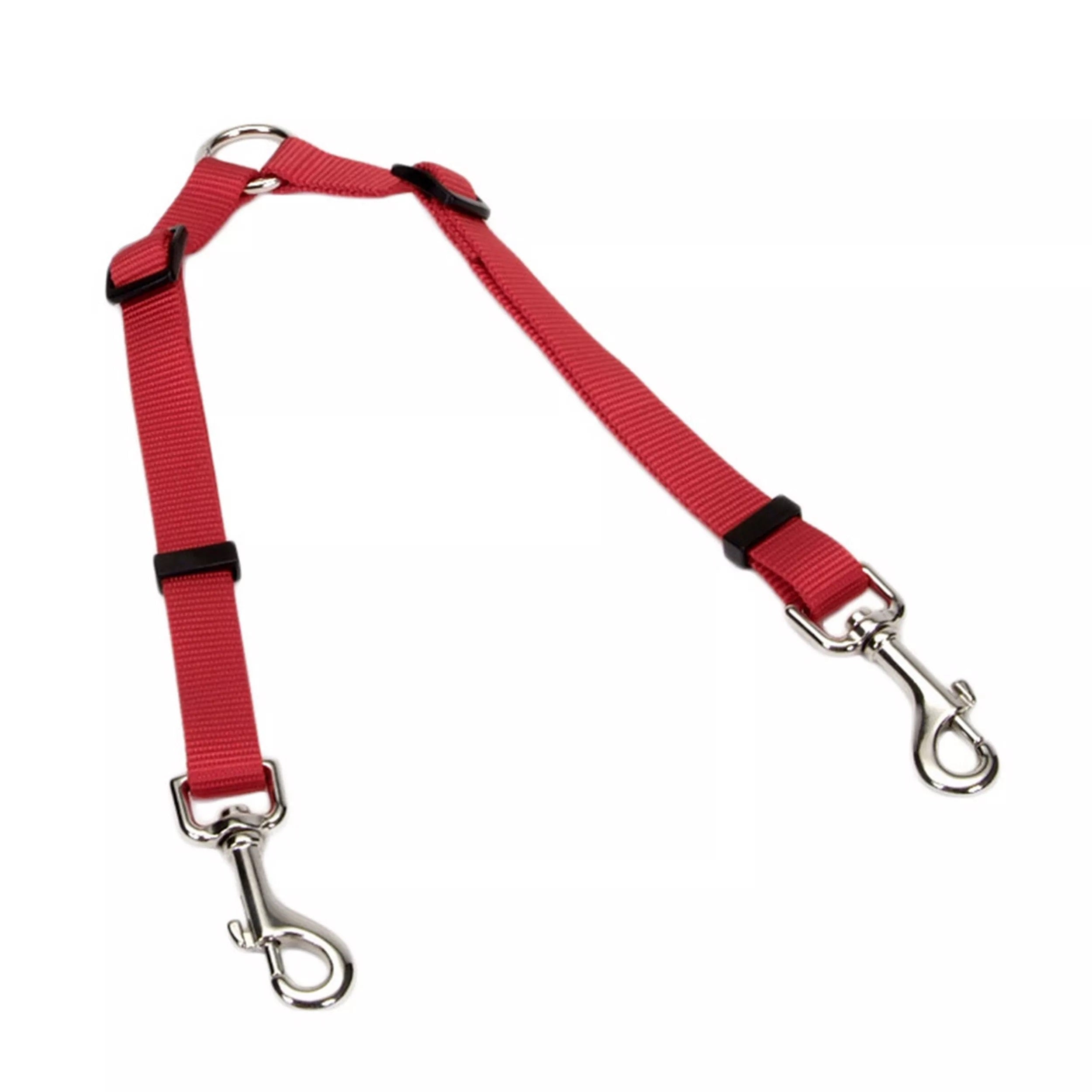 Leash Extension for 2 Dogs - 18"-24" Adjustable Coupler Red