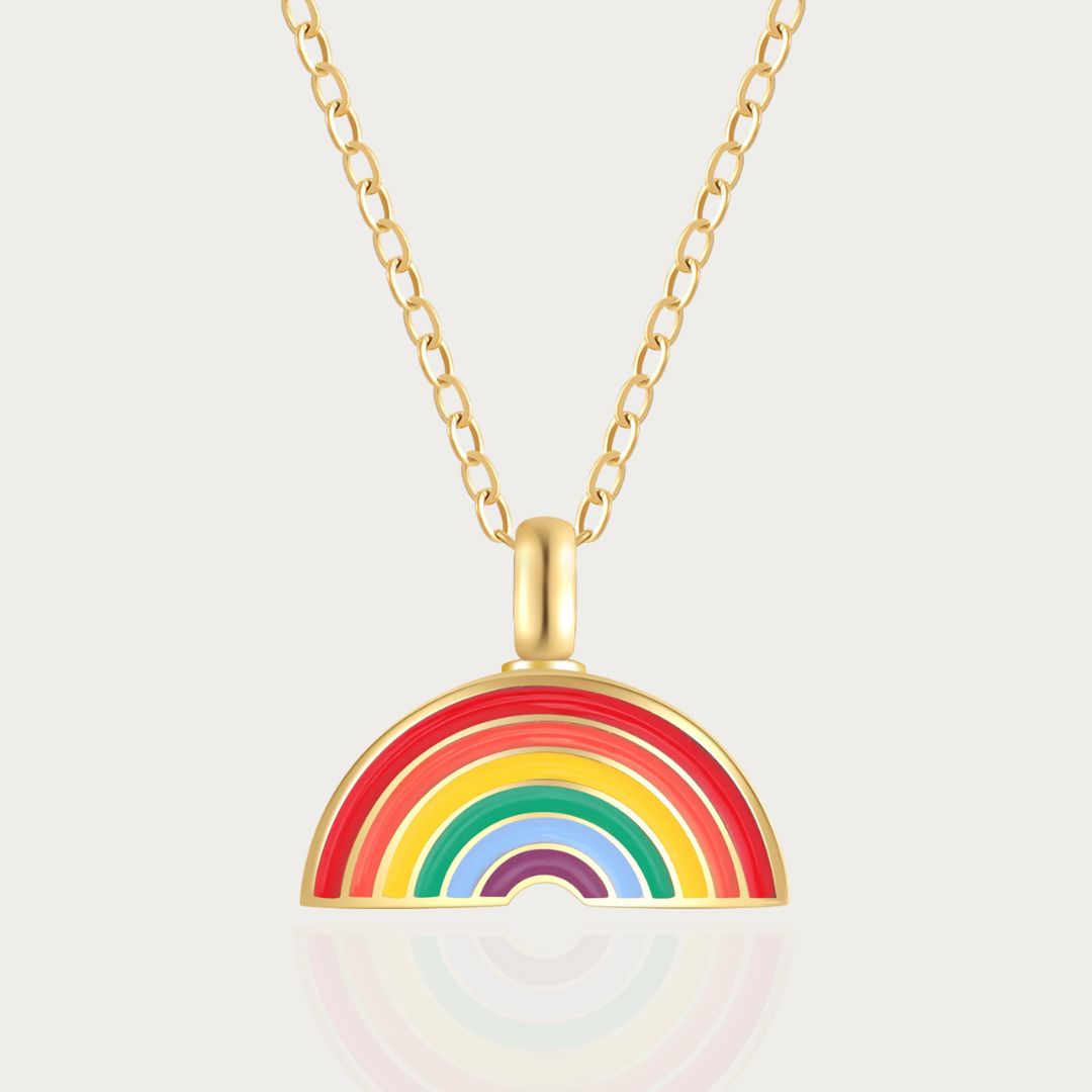 Rainbow - Memorial Necklace for Human Ashes - Silver Default (no engraving) Rainbow