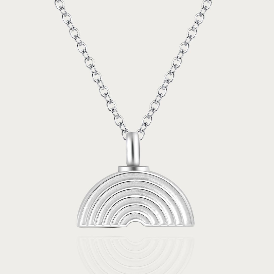 Rainbow Bridge - Cremation Necklace for Dog & Pet Ashes - Rainbow Default (no engraving) Silver