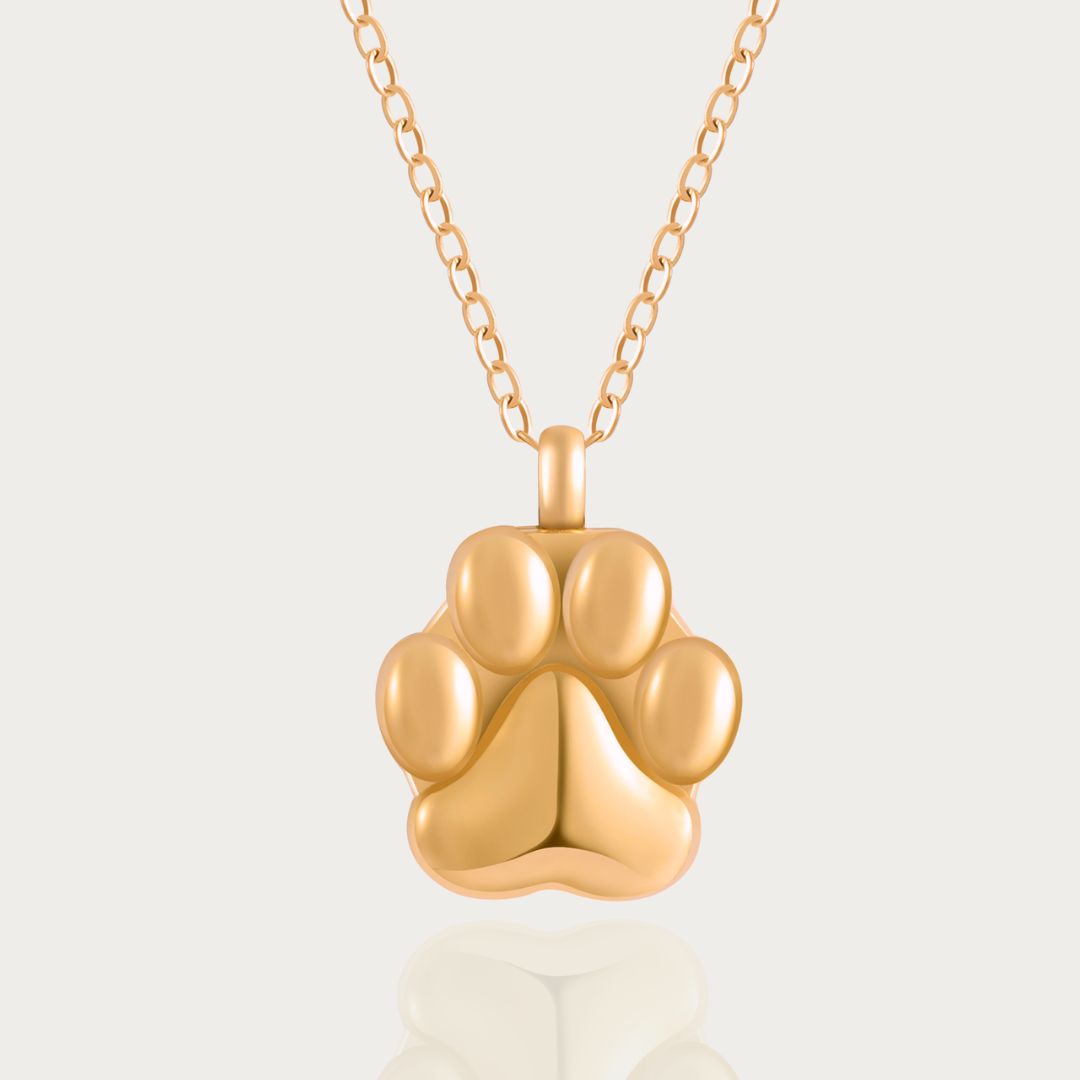 Paw Print - Cremation Necklace for Dog & Pet Ashes - Silver Default (no engraving) Rose gold