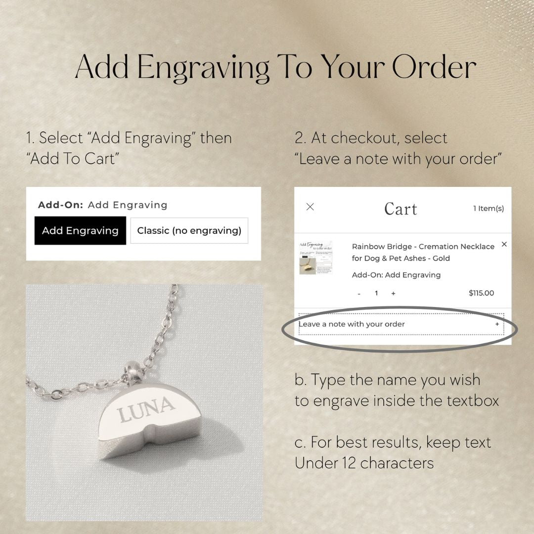 Rainbow Bridge - Cremation Necklace for Dog & Pet Ashes - Rainbow With Engraving (+$20) Silver