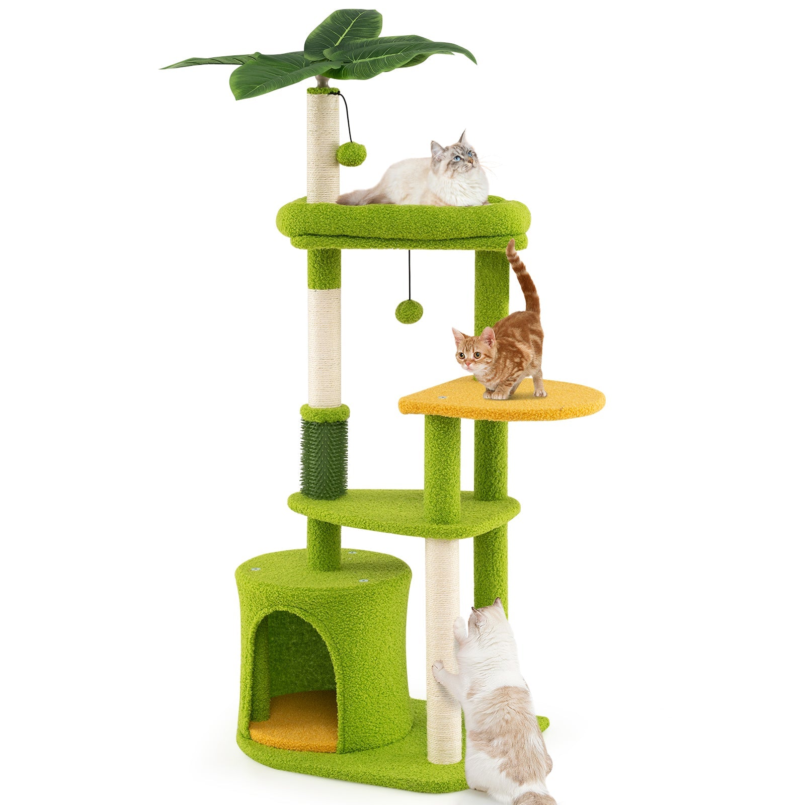 Cute Cat Tree for Adult Cats Multi-level Kitty Tower-Green Default Title