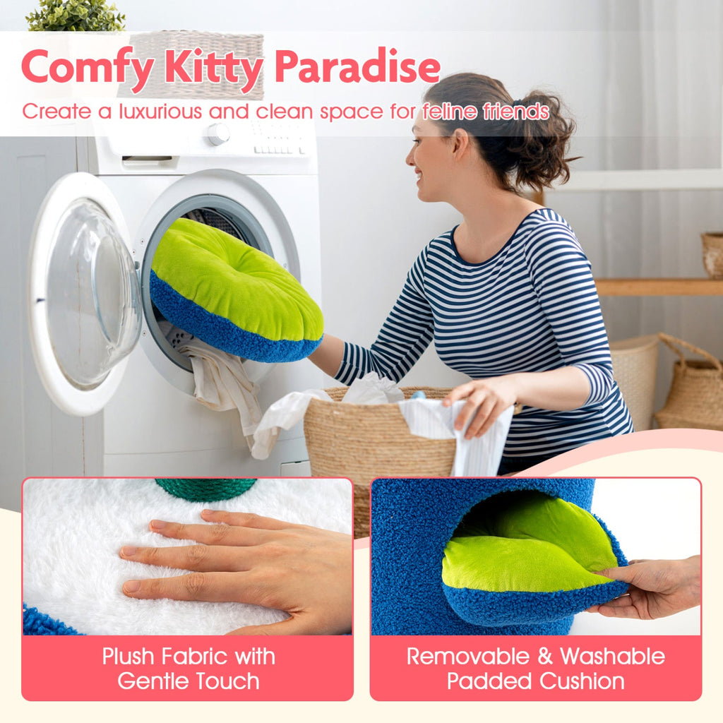 Cute Cat Tree with Flower Padded Perch for Indoor Cats