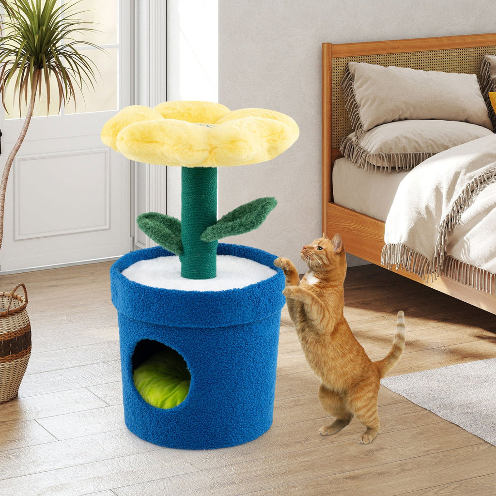 Cute Cat Tree with Flower Padded Perch for Indoor Cats