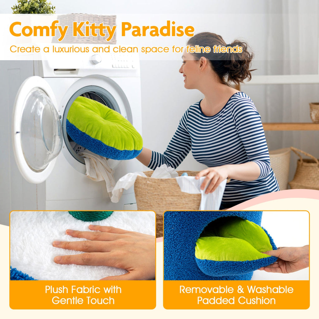Cute Cat Tree with Flower Padded Perch for Indoor Cats