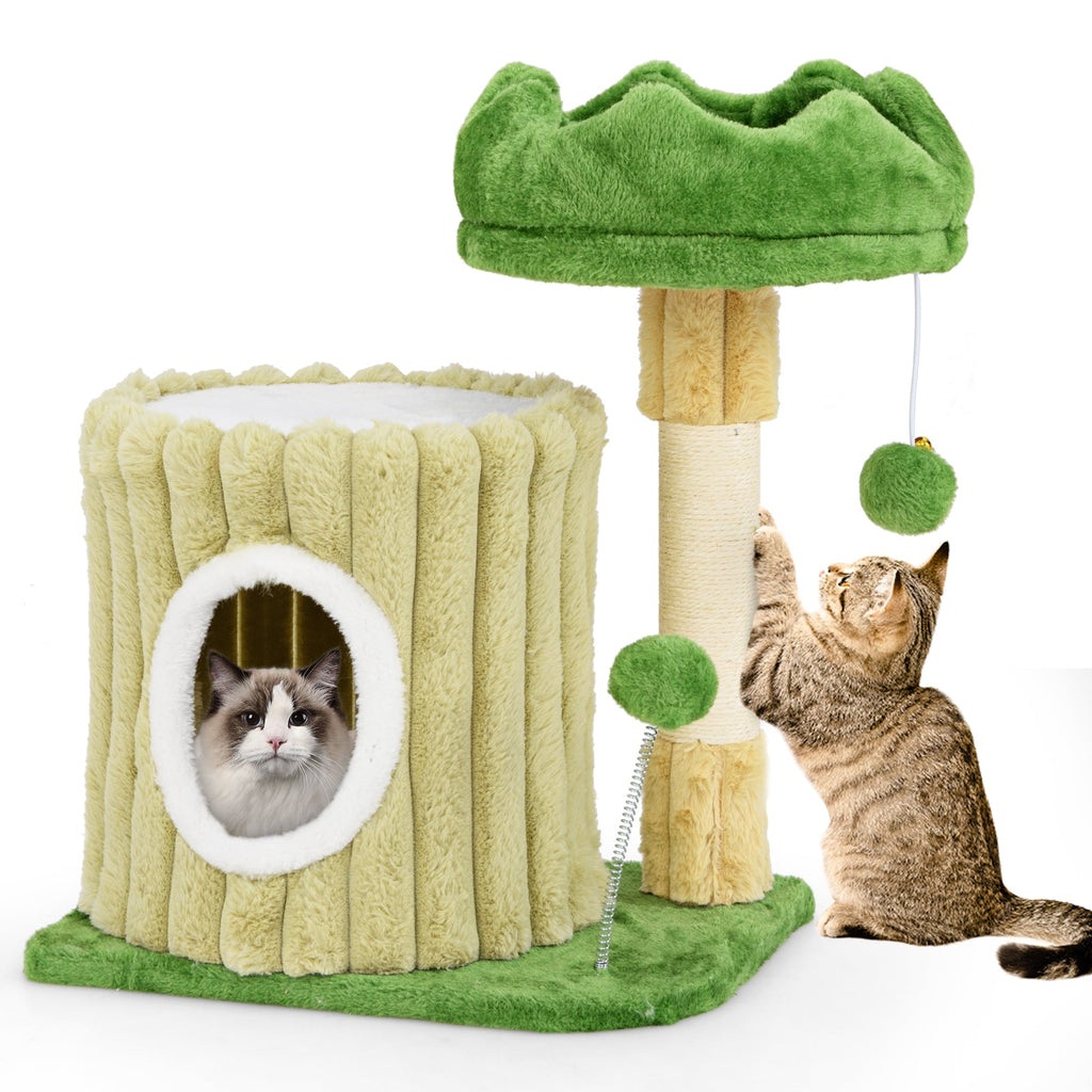Cute Cat Tree with Sisal Scratching Posts and Dangling Ball Default Title