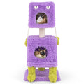 Cute Monster-Themed Cat Tower with 2 Private Condos for Small Place-Purple Default Title