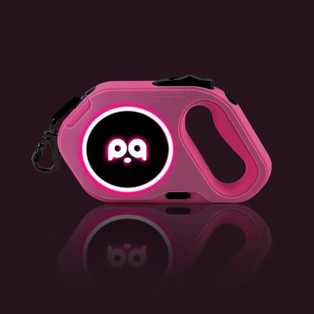 5M Automatic Retractable Dog Leash LED Luminous Leading Light Straps For Small Medium Dog Pet Flexi Walking Running Leashes Pink 5M