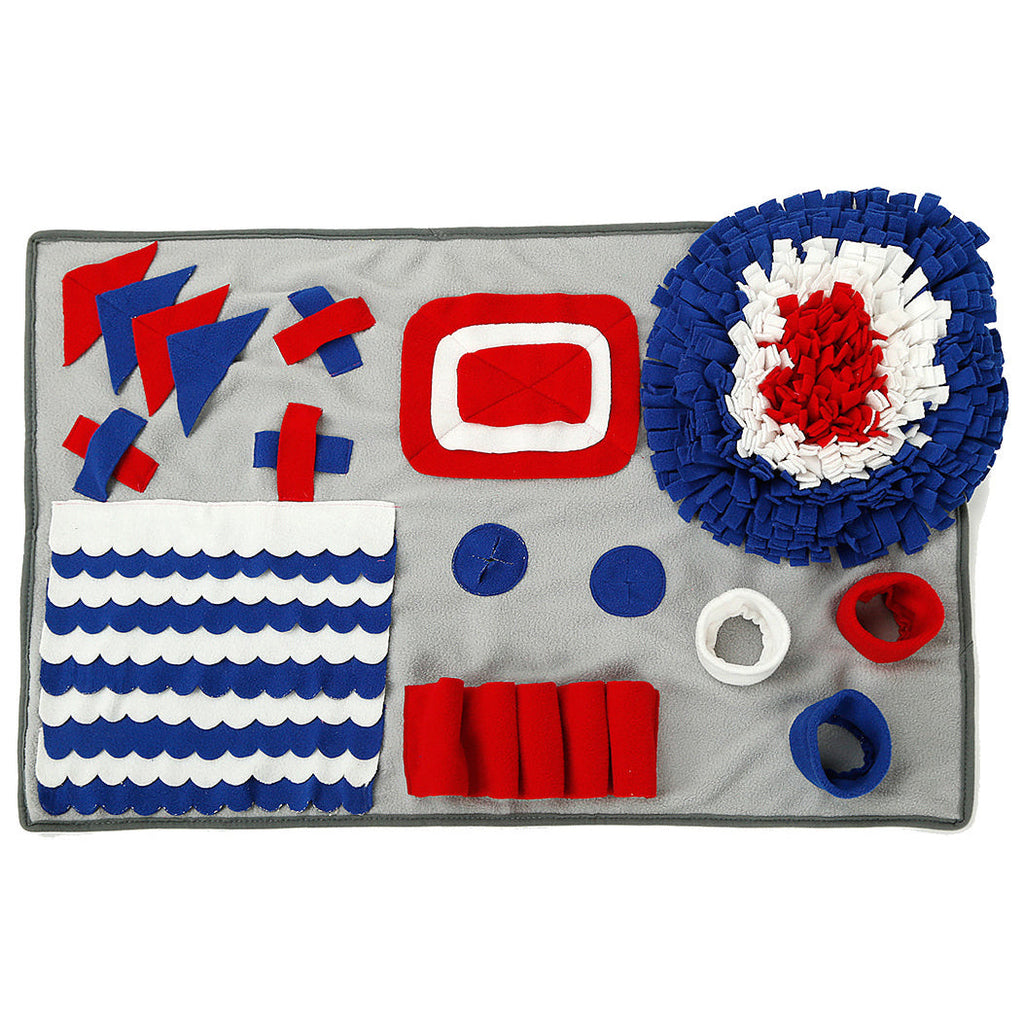 Pet Life ® 'Sniffer Snack' Interactive Feeding Pet Snuffle Mat Gray, Red, Blue