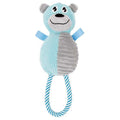 Pet Life ® 'Huggabear' Natural Jute Squeaking and Tug Plush Dog Toy Blue Grey