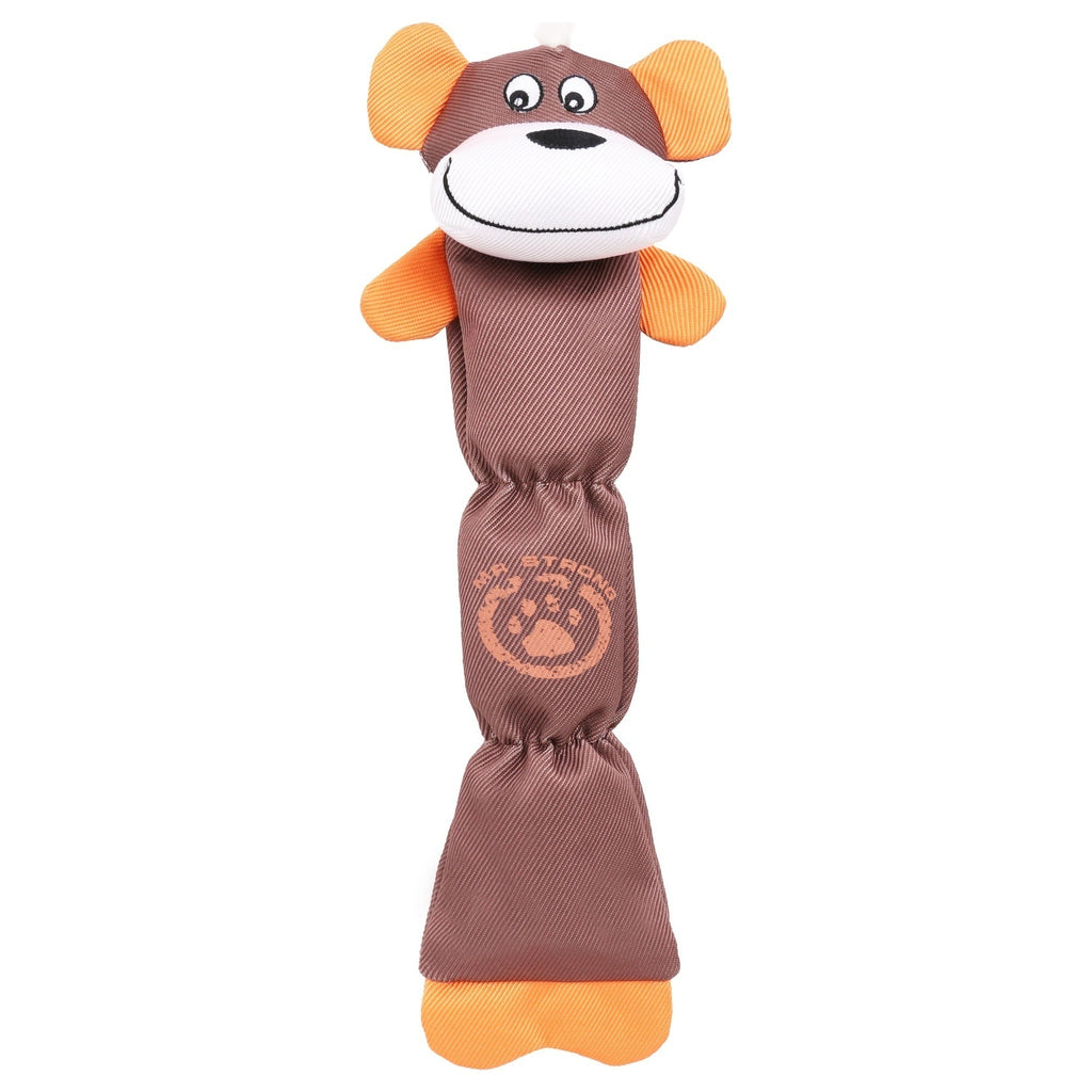 Pet Life ® Animated Extra Long Nylon Squeaker Water-resistant Plush Dog Toy Brown