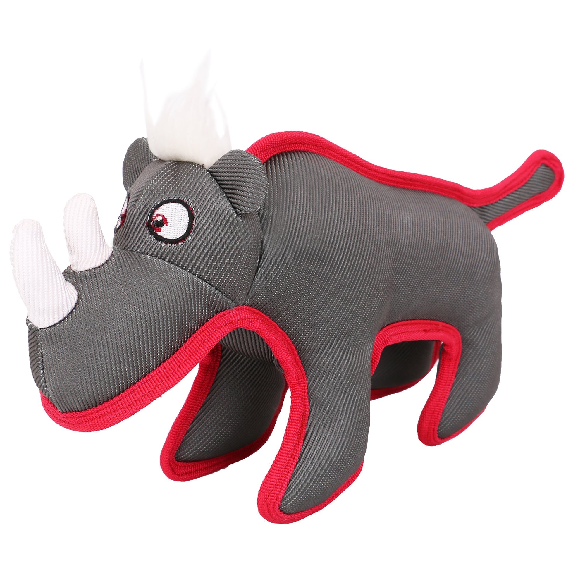 Pet Life ® 'Dura-Chew' Plush Animal Nylon Squeaker Dog Toy Grey