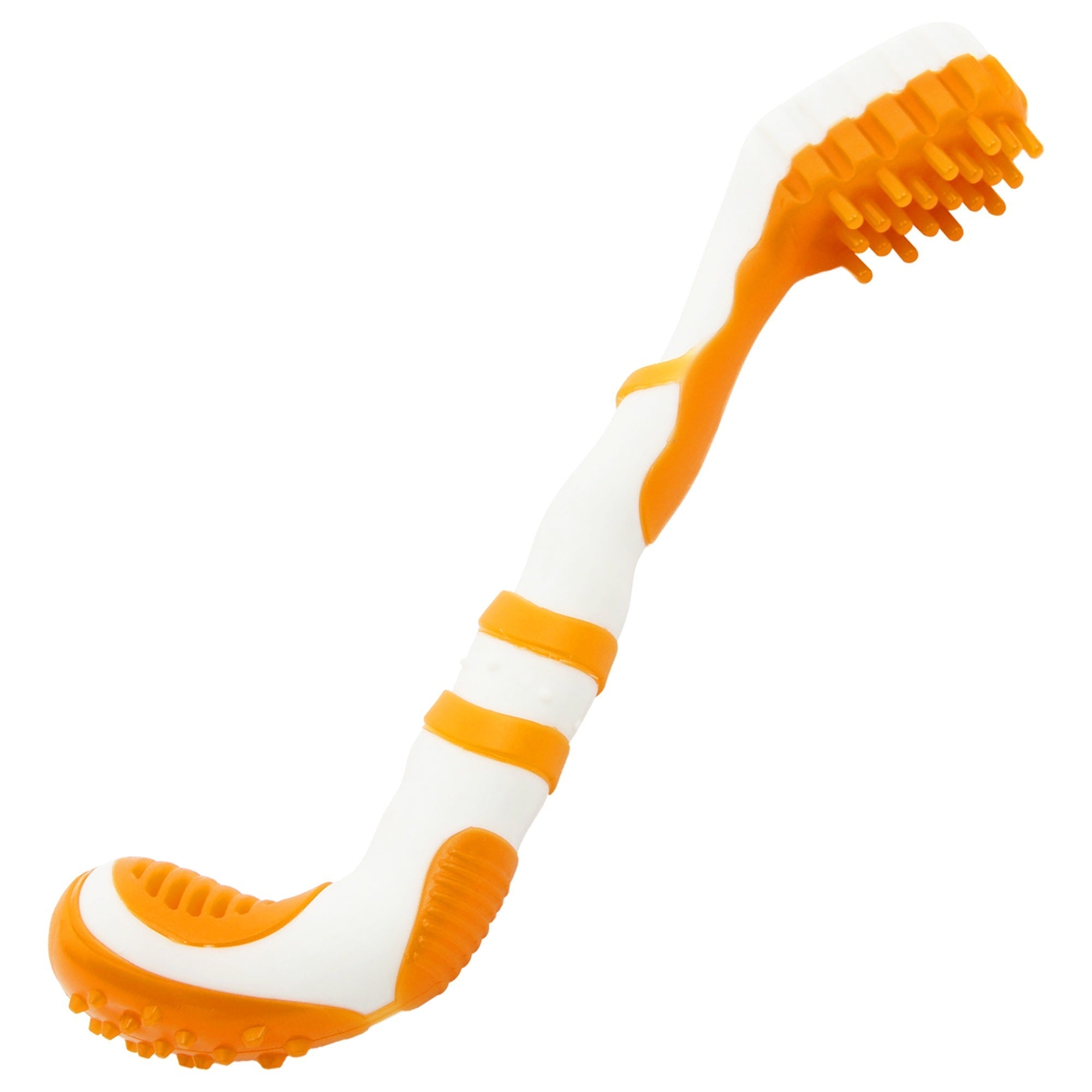 Pet Life ® 'Denta-Brush' TPR Durable Tooth Brush and Dog Toy Orange