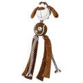 Pet Life ® 'Tennis Pawl' Rope Squeaker and Crinkle Tennis Dog Toy Brown