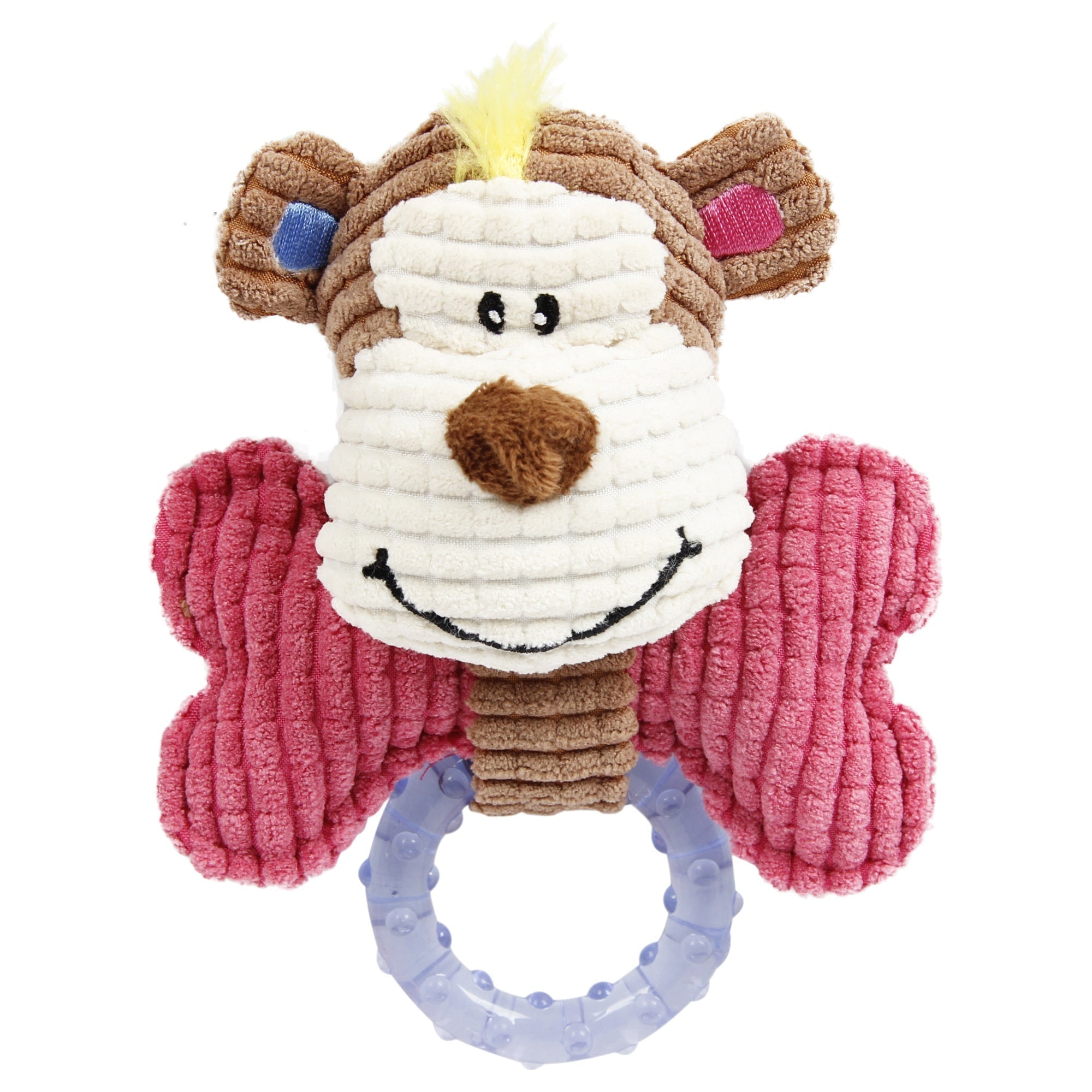 Pet Life ® 'Paci-Plush' Plush Squeaking and Rubber Teething Newborn Puppy Dog Toy Pink