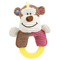 Pet Life ® 'Ring-O-Round' Plush Squeaking and Rubber Teething Newborn Puppy Dog Toy Pink, Brown