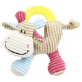Pet Life ® 'Moo-cifier' Plush Squeaking and Rubber Teething Newborn Puppy Dog Toy Brown, Blue, Pink