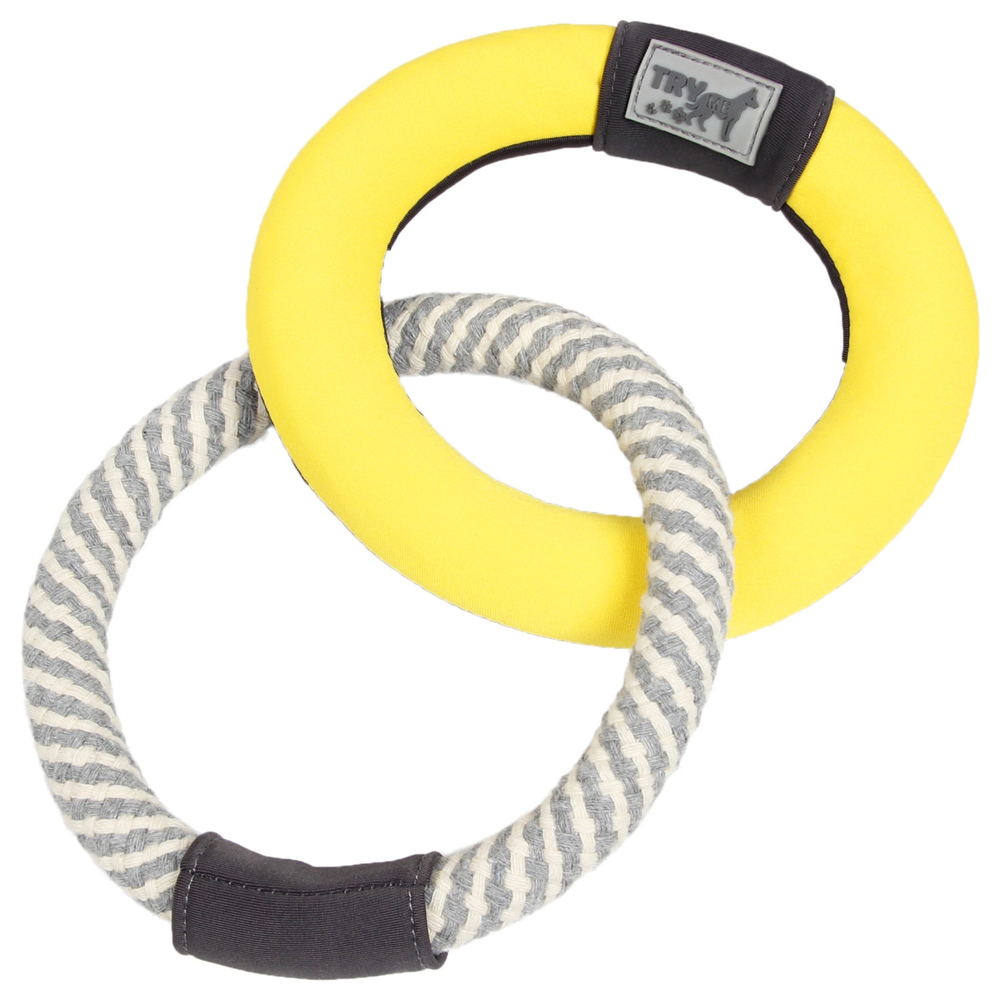 Pet Life ® 'Ring Toss' Dual-Connecting Jute Rope and Floating Ring Dog Toy Yellow