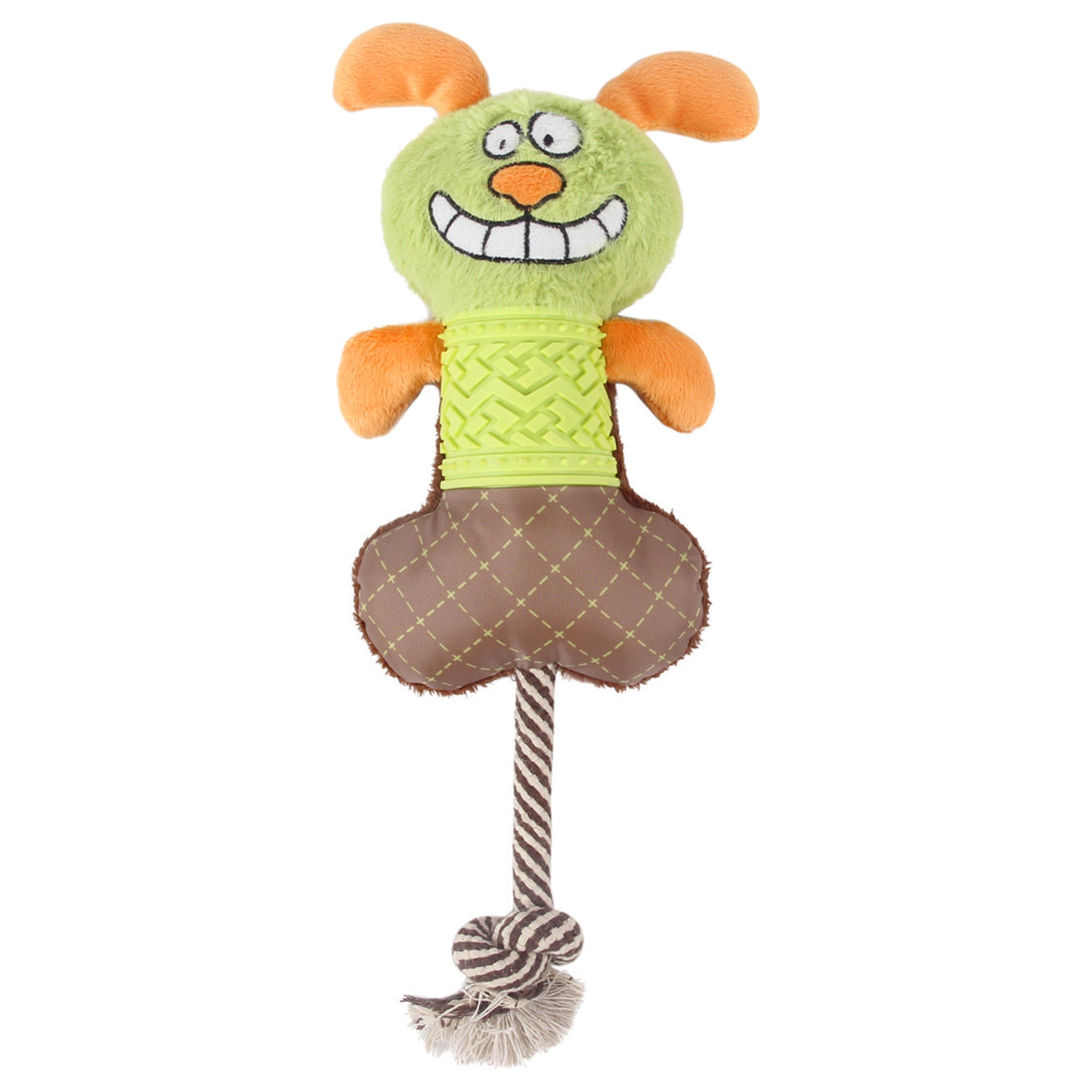 Pet Life ® 'All-in-Fun' Nylon and Rope Squeaking Rubber Rope and Plush Dog Toy Green