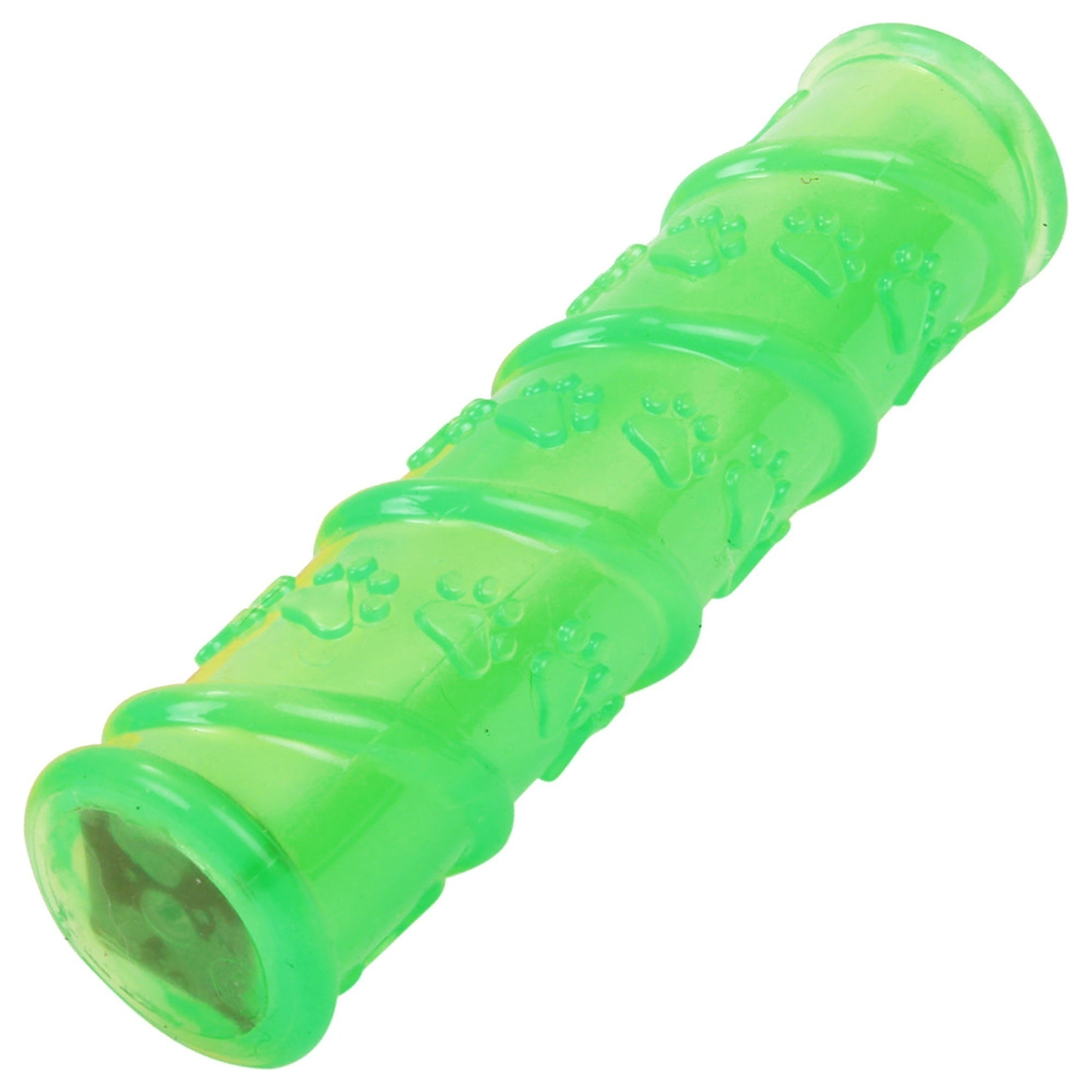 Pet Life ® 'Glow-Stick' TPR and LED Lighting Squeak and Chew Dog Toy Green