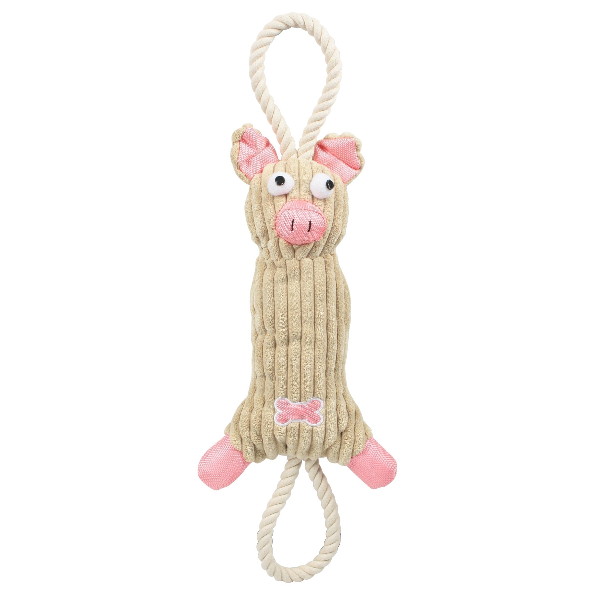 Pet Life ® 'Plush Cow' Natural Jute Rope and Squeak Tugging Plush Dog Toy