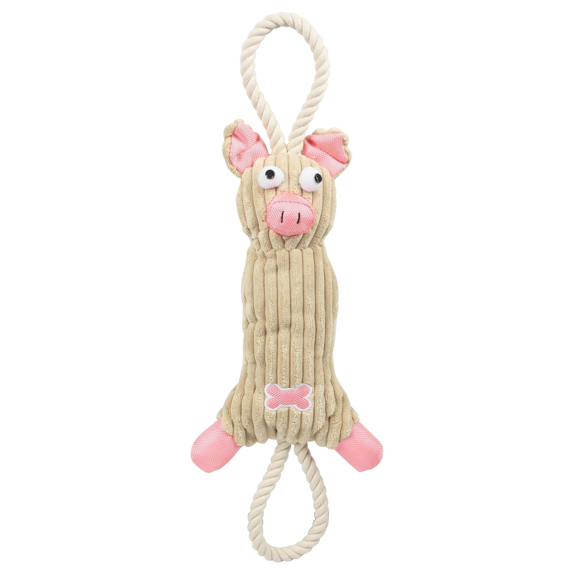 Pet Life ® 'Plush Cow' Natural Jute Rope and Squeak Tugging Plush Dog Toy