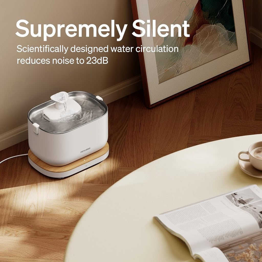 Dockstream Wireless Water Pump App Cat Fountain | Smart Stainless Steel Hydration System with App Tracking