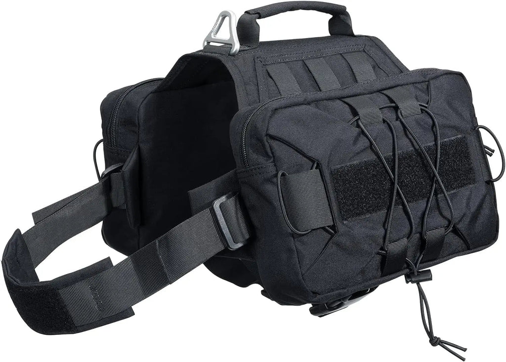 Dog Backpack Tactical Saddle Bag 900D Nylon Hiking Camping Pack Large Dogs Black