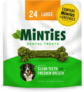 Minties Dental Dog Treats – Vet-Recommended Mint Bones for Clean Teeth Large Mint 32 Ounces