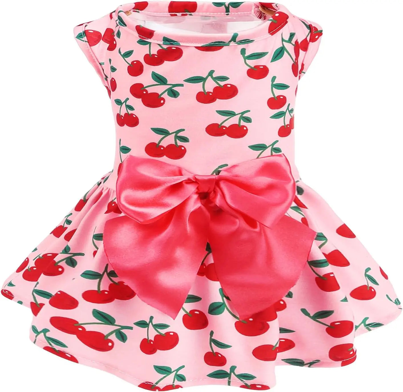 Dog Dress Cute Small Dog Outfit Cotton Puppy Clothes Breathable All Colors Pink(Cherry)
