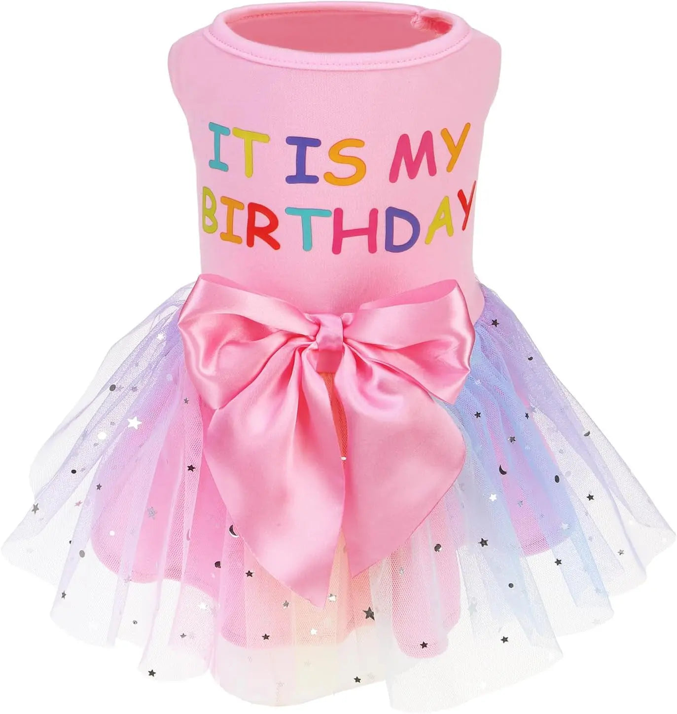 Dog Dress Cute Small Dog Outfit Cotton Puppy Clothes Breathable All Colors Pink(Birthday)
