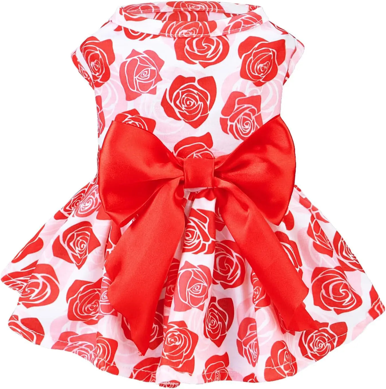Dog Dress Cute Small Dog Outfit Cotton Puppy Clothes Breathable All Colors Red(Rose)