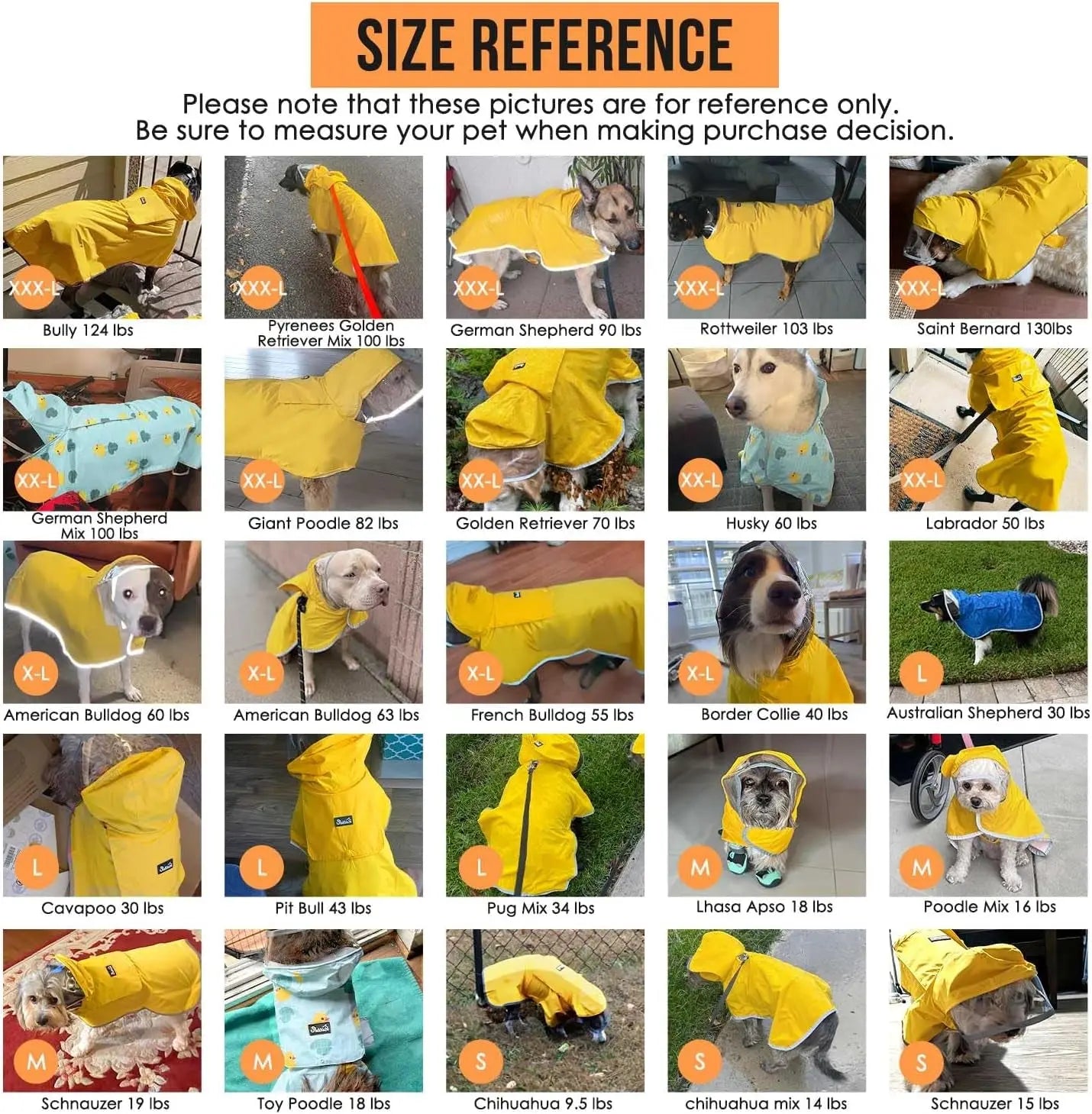 Dog Raincoat with Clear Hood Reflective Trim Adjustable XS–3XL in 3 colors